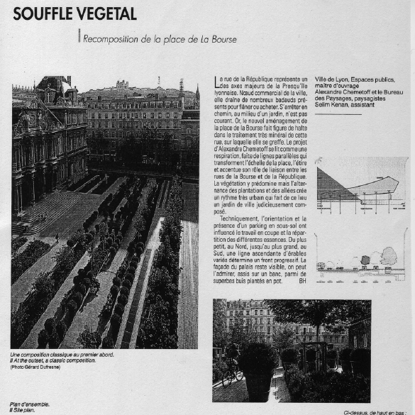 Extrait d'un article titré "Souffle végétal" publié dans Techniques & Architecture en mai 1995
